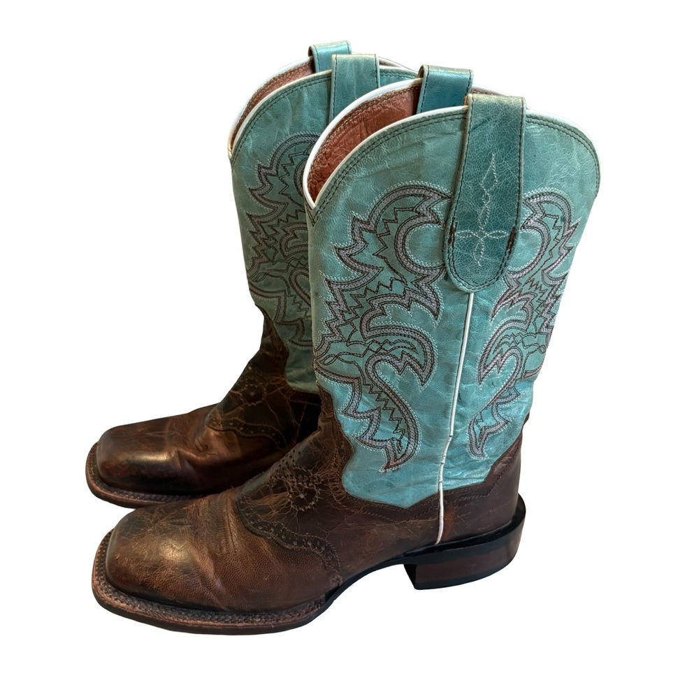 DAN POST DP2863 San Michelle Collection Stockman Boot in Turquoise/Brown Sz 7.5 - Picture 5 of 16